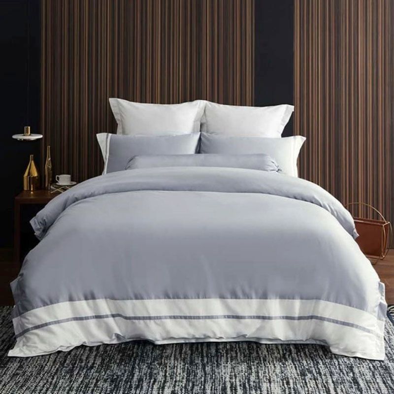 Bedding Affairs: Hotelier Presitgio Supima Cotton Percale Pewter Stripe