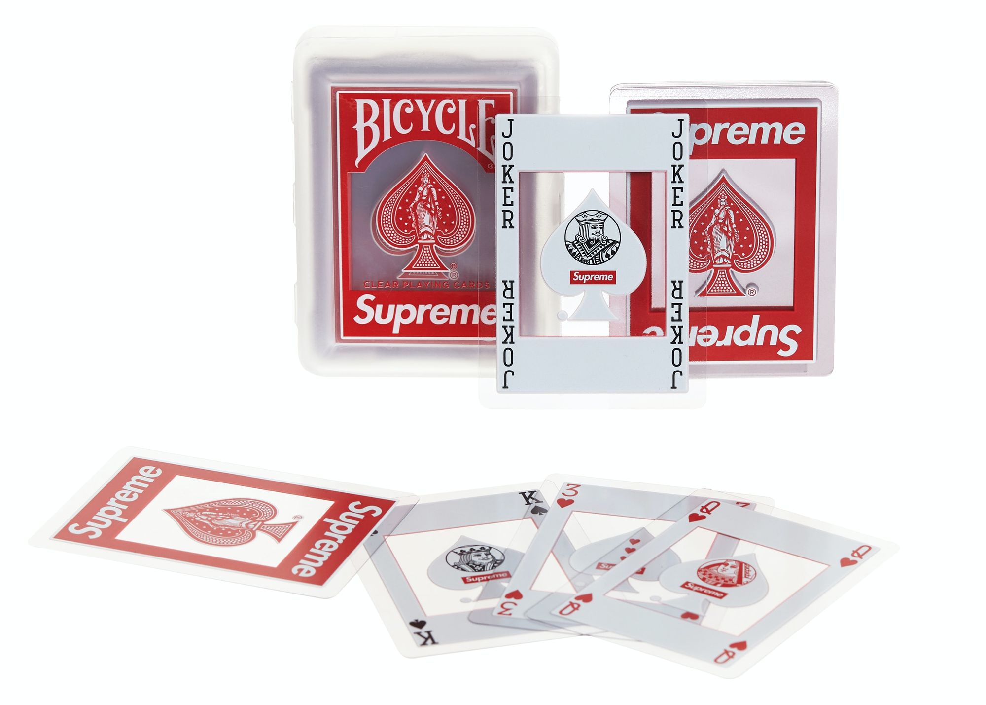 Novelship Supreme Bicycle Clear Playing Cards Red
